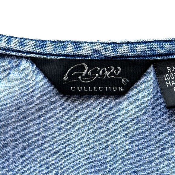 AGAPO Vintage Women's Denim Embroidered Dress Size 2X Sleeveless Made in India - Picture 7 of 13